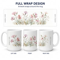 Dianthus Ceramic Coffee Mug 15 oz Decorative Large C Handle Mug Cup for Tea, Cocoa Hot Chocolate