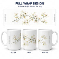 Dogwoods Ceramic Coffee Mug 15 oz Decorative Large C Handle Mug Cup for Tea, Cocoa Hot Chocolate
