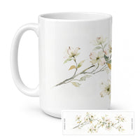 Dogwoods Ceramic Coffee Mug 15 oz Decorative Large C Handle Mug Cup for Tea, Cocoa Hot Chocolate