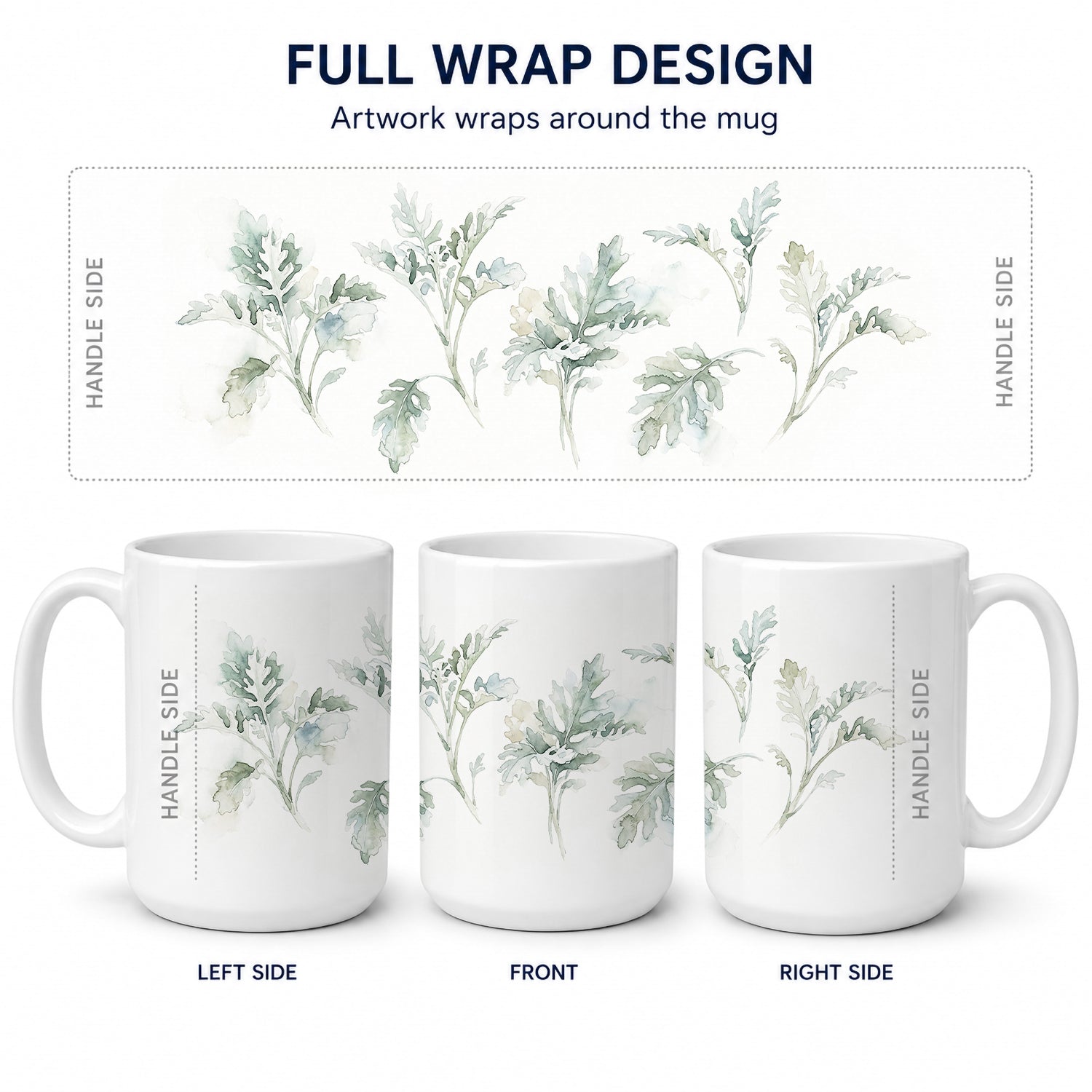 Dusty Miller Ceramic Coffee Mug 15 oz Decorative Large C Handle Mug Cup for Tea, Cocoa Hot Chocolate