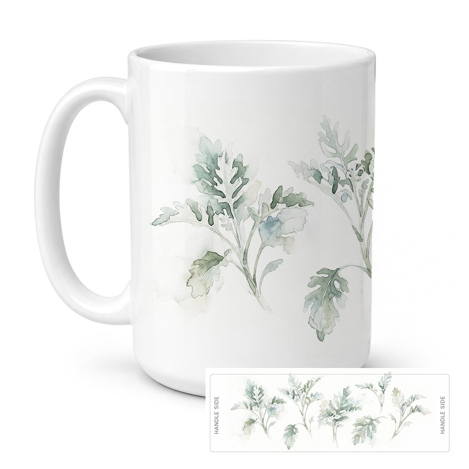 Dusty Miller Ceramic Coffee Mug 15 oz Decorative Large C Handle Mug Cup for Tea, Cocoa Hot Chocolate