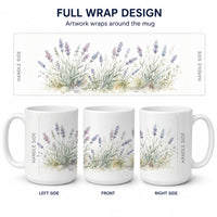 English Lavender Ceramic Coffee Mug 15 oz Decorative Large C Handle Mug Cup for Tea, Cocoa Hot Chocolate