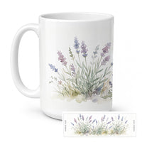 English Lavender Ceramic Coffee Mug 15 oz Decorative Large C Handle Mug Cup for Tea, Cocoa Hot Chocolate