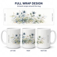 Eryngium Ceramic Coffee Mug 15 oz Decorative Large C Handle Mug Cup for Tea, Cocoa Hot Chocolate