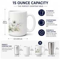 Eryngium Ceramic Coffee Mug 15 oz Decorative Large C Handle Mug Cup for Tea, Cocoa Hot Chocolate
