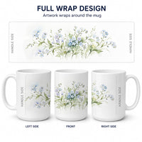 Forget-me-nots Ceramic Coffee Mug 15 oz Decorative Large C Handle Mug Cup for Tea, Cocoa Hot Chocolate