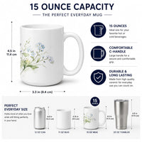 Forget-me-nots Ceramic Coffee Mug 15 oz Decorative Large C Handle Mug Cup for Tea, Cocoa Hot Chocolate