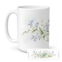 Forget-me-nots Ceramic Coffee Mug 15 oz Decorative Large C Handle Mug Cup for Tea, Cocoa Hot Chocolate