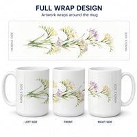 Freesia Ceramic Coffee Mug 15 oz Decorative Large C Handle Mug Cup for Tea, Cocoa Hot Chocolate