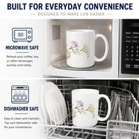 Freesia Ceramic Coffee Mug 15 oz Decorative Large C Handle Mug Cup for Tea, Cocoa Hot Chocolate