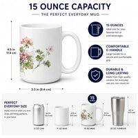 Geraniums Ceramic Coffee Mug 15 oz Decorative Large C Handle Mug Cup for Tea, Cocoa Hot Chocolate