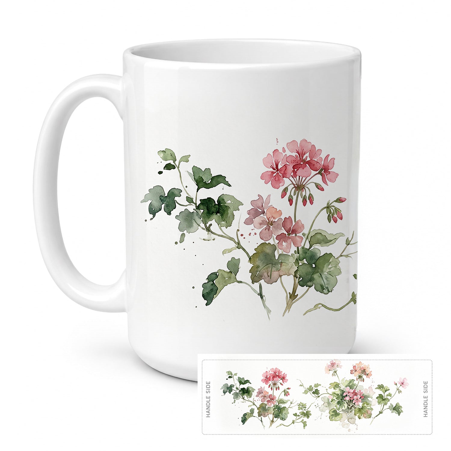 Geraniums Ceramic Coffee Mug 15 oz Decorative Large C Handle Mug Cup for Tea, Cocoa Hot Chocolate