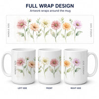 Gerbera Daisies Ceramic Coffee Mug 15 oz Decorative Large C Handle Mug Cup for Tea, Cocoa Hot Chocolate