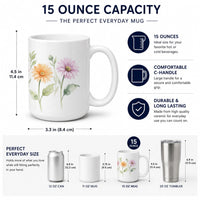Gerbera Daisies Ceramic Coffee Mug 15 oz Decorative Large C Handle Mug Cup for Tea, Cocoa Hot Chocolate