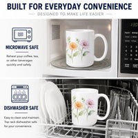 Gerbera Daisies Ceramic Coffee Mug 15 oz Decorative Large C Handle Mug Cup for Tea, Cocoa Hot Chocolate