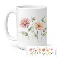 Gerbera Daisies Ceramic Coffee Mug 15 oz Decorative Large C Handle Mug Cup for Tea, Cocoa Hot Chocolate