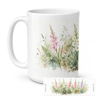 Gladiolus Ceramic Coffee Mug 15 oz Decorative Large C Handle Mug Cup for Tea, Cocoa Hot Chocolate