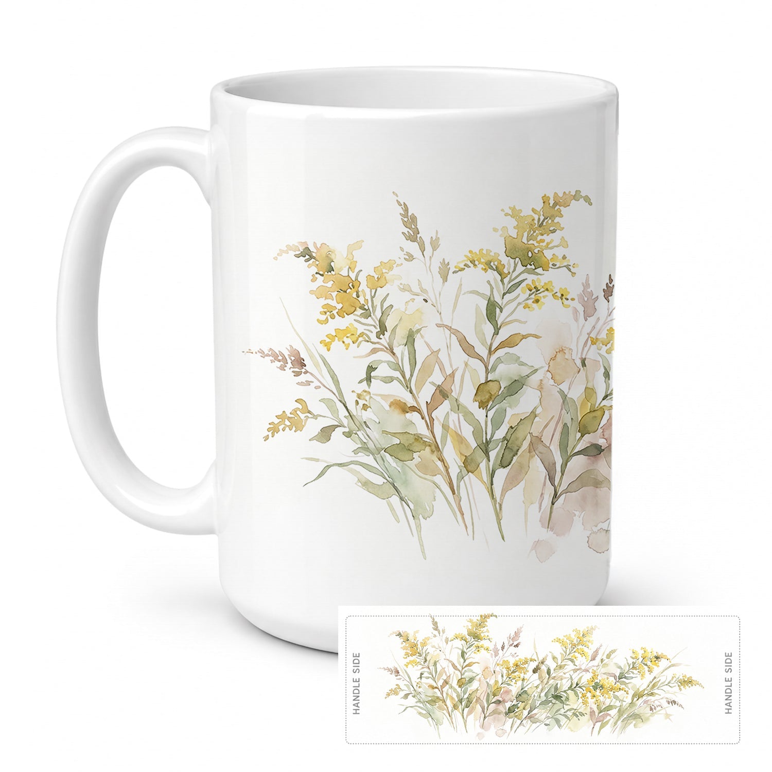 Goldenrod Ceramic Coffee Mug 15 oz Decorative Large C Handle Mug Cup for Tea, Cocoa Hot Chocolate