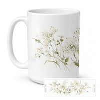 Gypsophila Ceramic Coffee Mug 15 oz Decorative Large C Handle Mug Cup for Tea, Cocoa Hot Chocolate