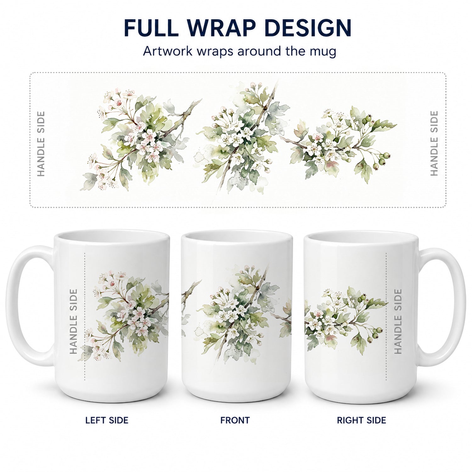 Hawthorns Ceramic Coffee Mug 15 oz Decorative Large C Handle Mug Cup for Tea, Cocoa Hot Chocolate