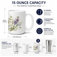 Hyacinths Ceramic Coffee Mug 15 oz Decorative Large C Handle Mug Cup for Tea, Cocoa Hot Chocolate