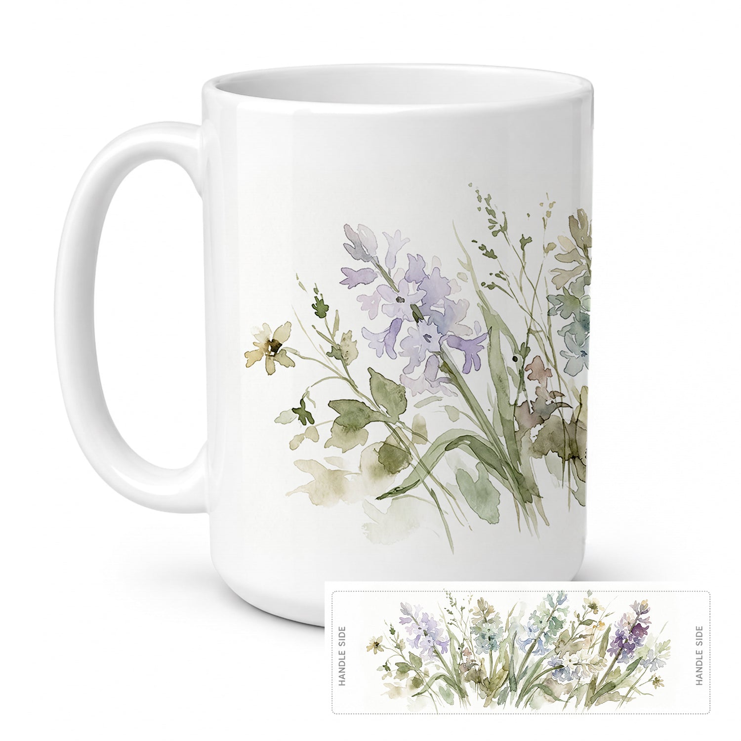 Hyacinths Ceramic Coffee Mug 15 oz Decorative Large C Handle Mug Cup for Tea, Cocoa Hot Chocolate