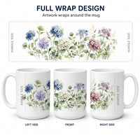 Hydrangeas Ceramic Coffee Mug 15 oz Decorative Large C Handle Mug Cup for Tea, Cocoa Hot Chocolate