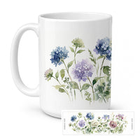 Hydrangeas Ceramic Coffee Mug 15 oz Decorative Large C Handle Mug Cup for Tea, Cocoa Hot Chocolate