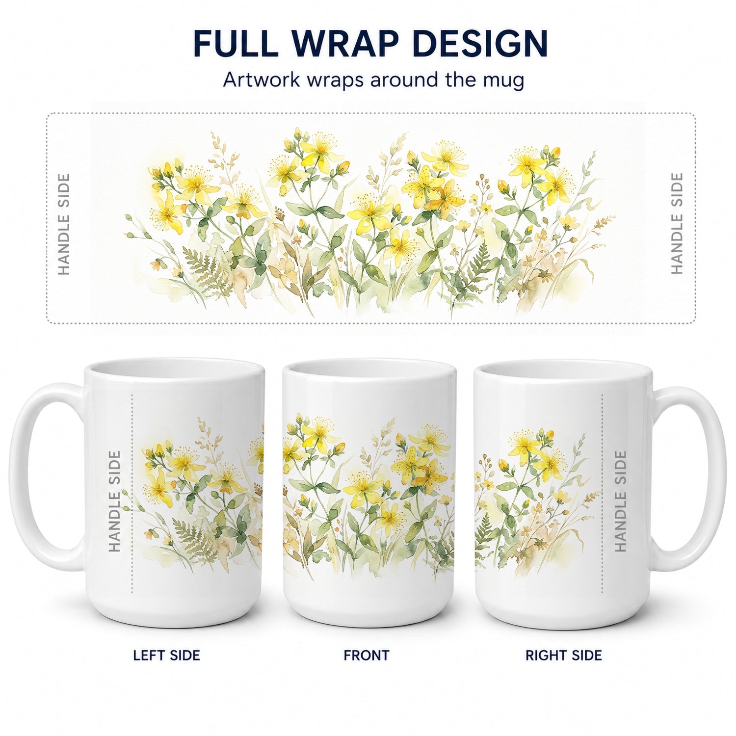 Hypericum Ceramic Coffee Mug 15 oz Decorative Large C Handle Mug Cup for Tea, Cocoa Hot Chocolate