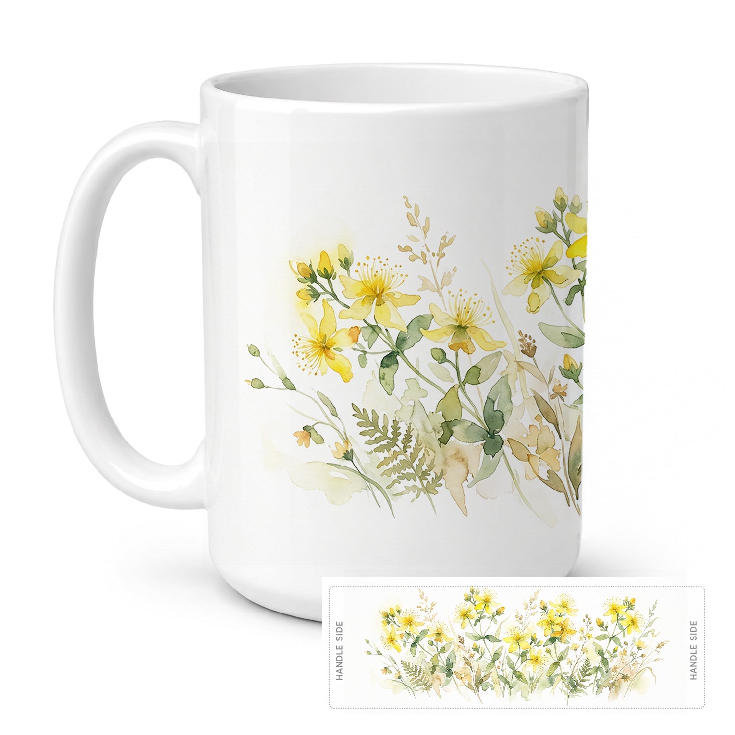 Hypericum Ceramic Coffee Mug 15 oz Decorative Large C Handle Mug Cup for Tea, Cocoa Hot Chocolate