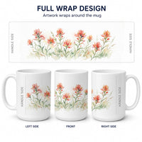 Indian Paintbrush Ceramic Coffee Mug 15 oz Decorative Large C Handle Mug Cup for Tea, Cocoa Hot Chocolate
