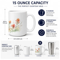 Indian Paintbrush Ceramic Coffee Mug 15 oz Decorative Large C Handle Mug Cup for Tea, Cocoa Hot Chocolate