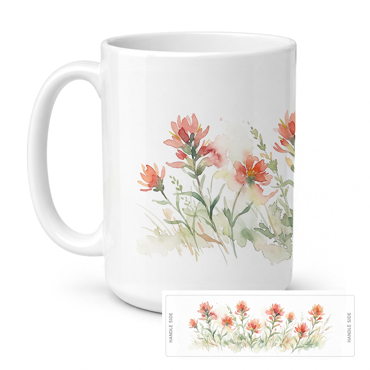 Indian Paintbrush Ceramic Coffee Mug 15 oz Decorative Large C Handle Mug Cup for Tea, Cocoa Hot Chocolate