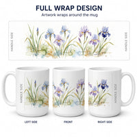 Iris Ceramic Coffee Mug 15 oz Decorative Large C Handle Mug Cup for Tea, Cocoa Hot Chocolate