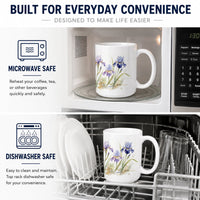 Iris Ceramic Coffee Mug 15 oz Decorative Large C Handle Mug Cup for Tea, Cocoa Hot Chocolate