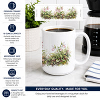 Lady's Slippers Ceramic Coffee Mug 15 oz Decorative Large C Handle Mug Cup for Tea, Cocoa Hot Chocolate