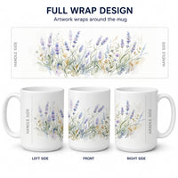 Lavender Ceramic Coffee Mug 15 oz Decorative Large C Handle Mug Cup for Tea, Cocoa Hot Chocolate