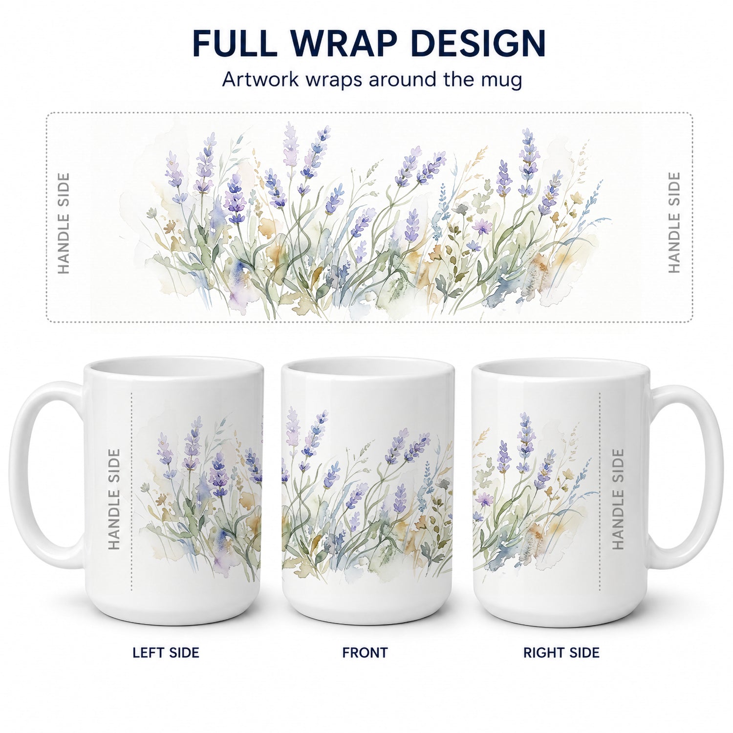 Lavender Ceramic Coffee Mug 15 oz Decorative Large C Handle Mug Cup for Tea, Cocoa Hot Chocolate