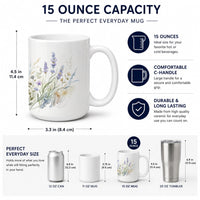 Lavender Ceramic Coffee Mug 15 oz Decorative Large C Handle Mug Cup for Tea, Cocoa Hot Chocolate