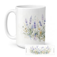 Lavender Ceramic Coffee Mug 15 oz Decorative Large C Handle Mug Cup for Tea, Cocoa Hot Chocolate
