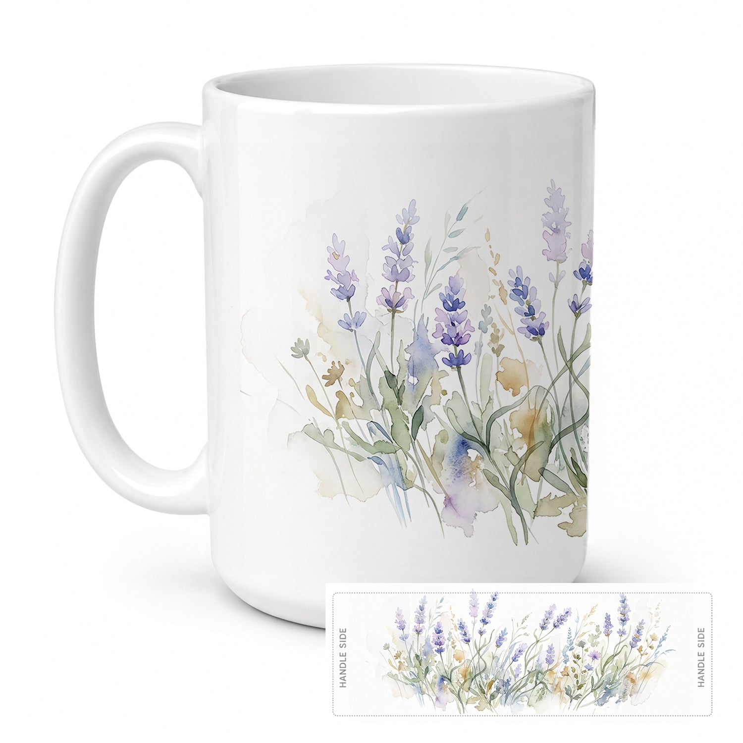 Lavender Ceramic Coffee Mug 15 oz Decorative Large C Handle Mug Cup for Tea, Cocoa Hot Chocolate