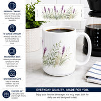 Liatris Ceramic Coffee Mug 15 oz Decorative Large C Handle Mug Cup for Tea, Cocoa Hot Chocolate