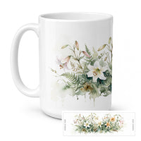 Lilies Ceramic Coffee Mug 15 oz Decorative Large C Handle Mug Cup for Tea, Cocoa Hot Chocolate