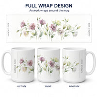 Lisianthus Ceramic Coffee Mug 15 oz Decorative Large C Handle Mug Cup for Tea, Cocoa Hot Chocolate