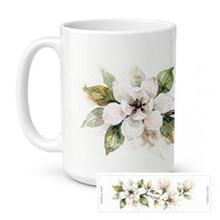 Magnolias Ceramic Coffee Mug 15 oz Decorative Large C Handle Mug Cup for Tea, Cocoa Hot Chocolate