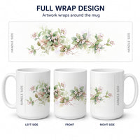 Mayflowers Ceramic Coffee Mug 15 oz Decorative Large C Handle Mug Cup for Tea, Cocoa Hot Chocolate