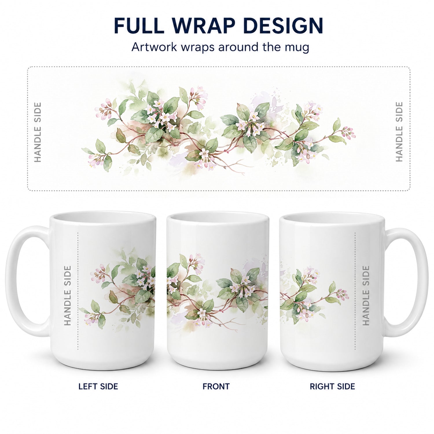 Mayflowers Ceramic Coffee Mug 15 oz Decorative Large C Handle Mug Cup for Tea, Cocoa Hot Chocolate