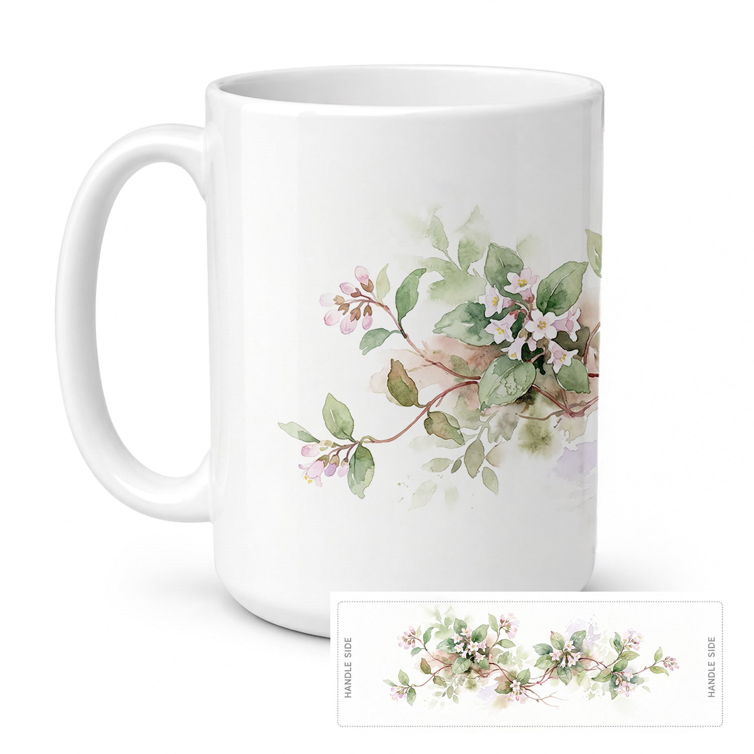 Mayflowers Ceramic Coffee Mug 15 oz Decorative Large C Handle Mug Cup for Tea, Cocoa Hot Chocolate