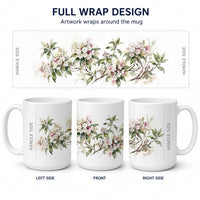 Mountain Laurels Ceramic Coffee Mug 15 oz Decorative Large C Handle Mug Cup for Tea, Cocoa Hot Chocolate