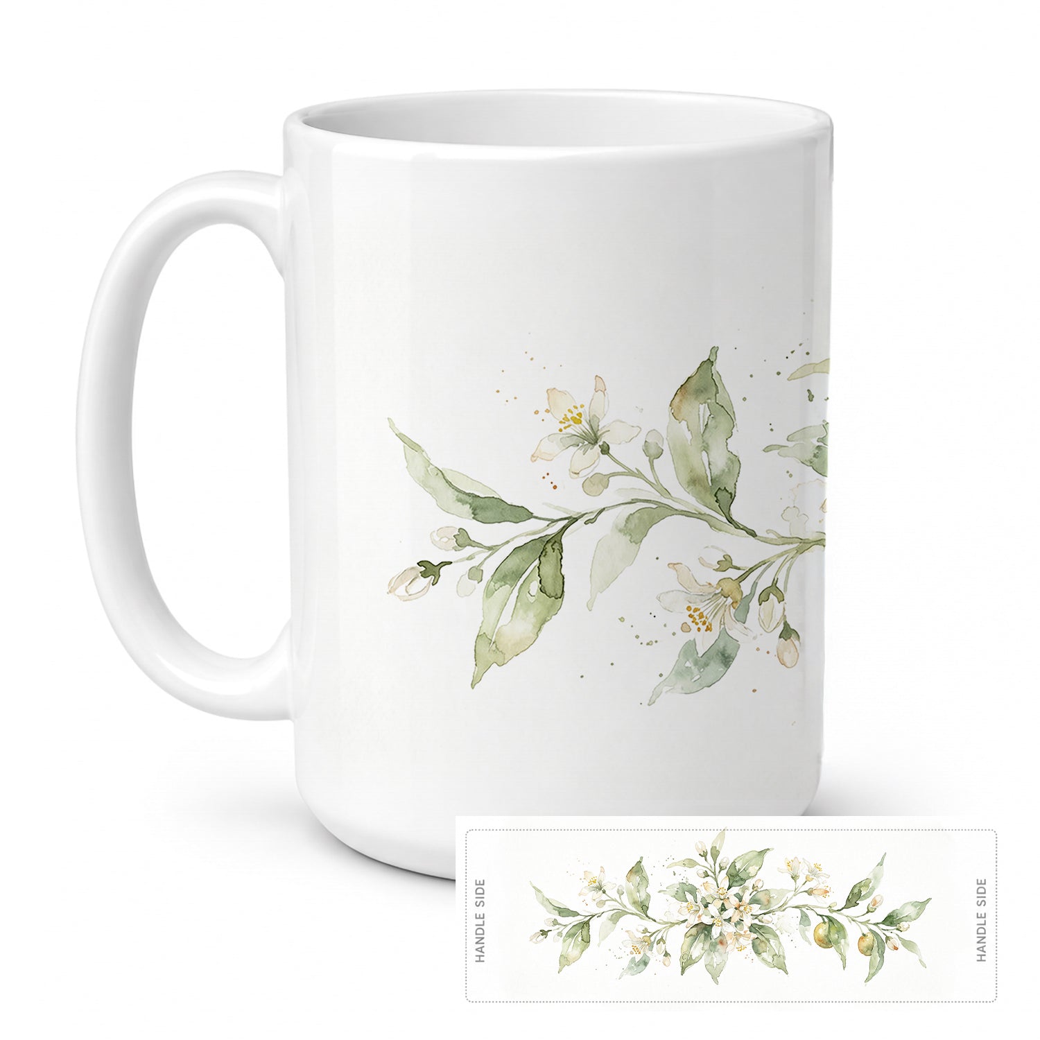 Orange Blossom Ceramic Coffee Mug 15 oz Decorative Large C Handle Mug Cup for Tea, Cocoa Hot Chocolate